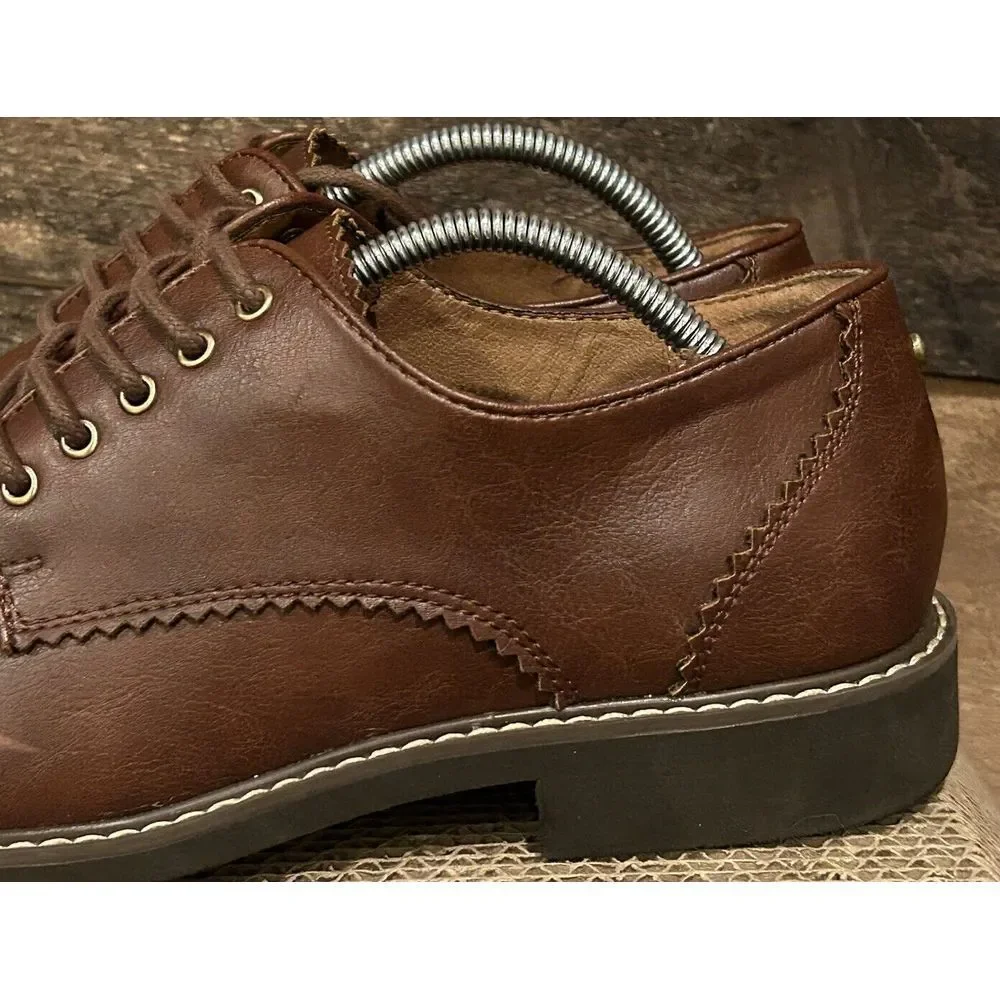 GUESS Jakey Men's Classic Brown Leather Derby Oxford Lace Up Size‎ 10 Shoes